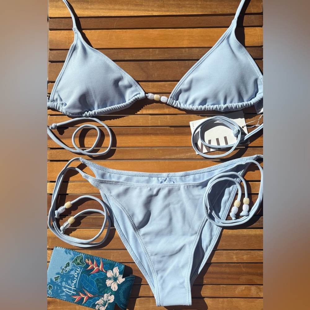 XSMALL NWT Baby Light Blue WILO Beaded Swim Bikini sky blue